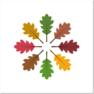 Radial Oak Leaves (Autumn Colours) Posters and Art